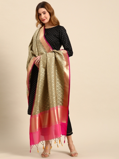 

Banarasi Style Grey Woven Design Dupatta with Zari