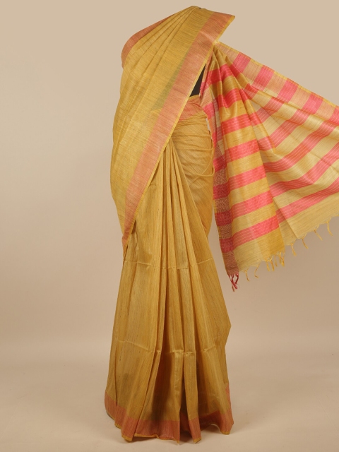 

Pothys Mustard & Pink Jute Silk Saree