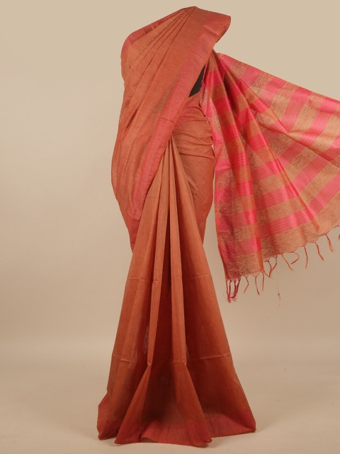 

Pothys Peach-Coloured & Pink Jute Silk Saree