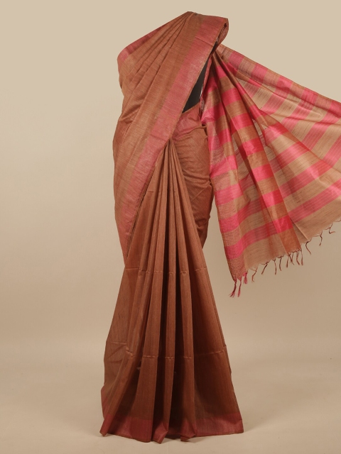 

Pothys Brown & Pink Jute Silk Saree