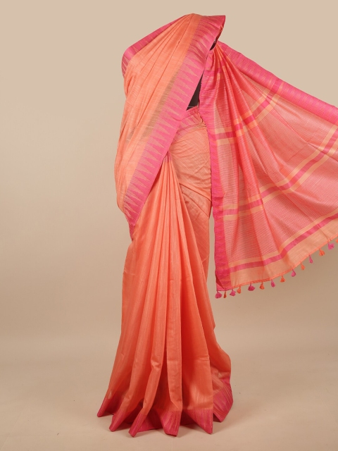 

Pothys Peach-Coloured & Pink Jute Cotton Saree