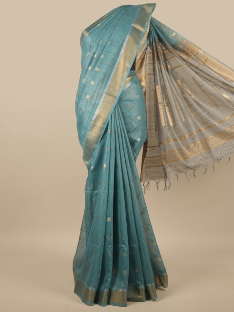 

Pothys Blue & Grey Woven Design Jute Cotton Saree