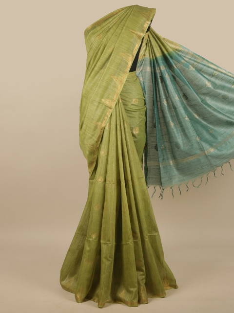 

Pothys Green & Teal Woven Design Zari Jute Cotton Saree