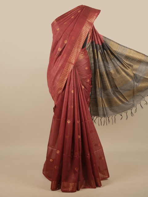 

Pothys Rust & Gold-Coloured Ethnic Motifs Jute Cotton Saree