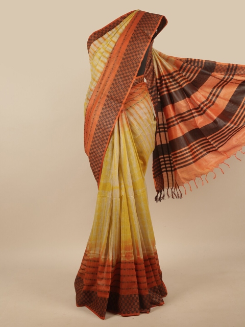 

Pothys Cream-Coloured Printed Jute Cotton Saree