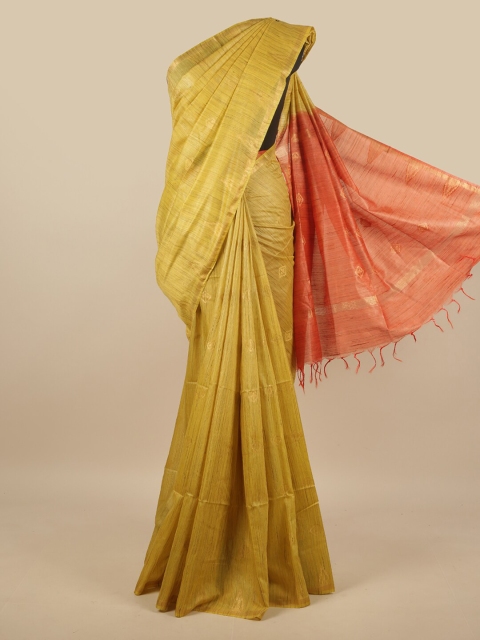 

Pothys Mustard & Orange Woven Design Zari Jute Cotton Saree