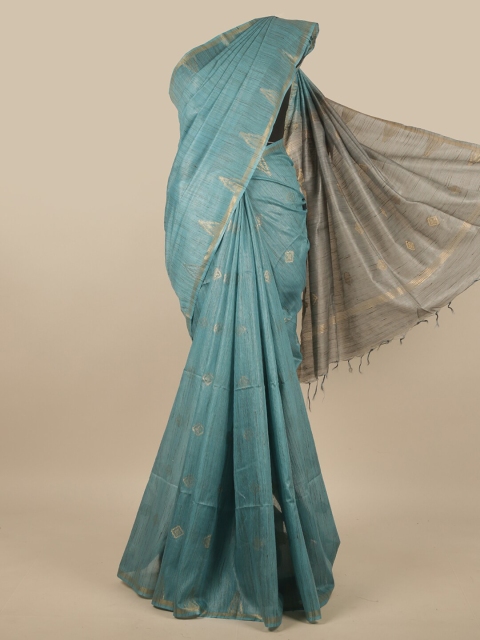 

Pothys Blue & Grey Woven Design Zari Jute Cotton Saree