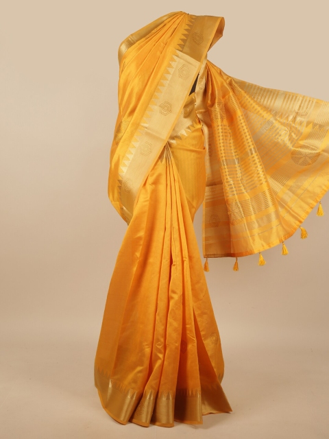 

Pothys Yellow & Gold-Toned Embellished Saree