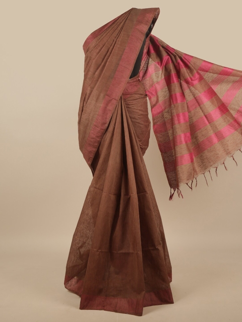 

Pothys Brown & Pink Linen Blend Saree