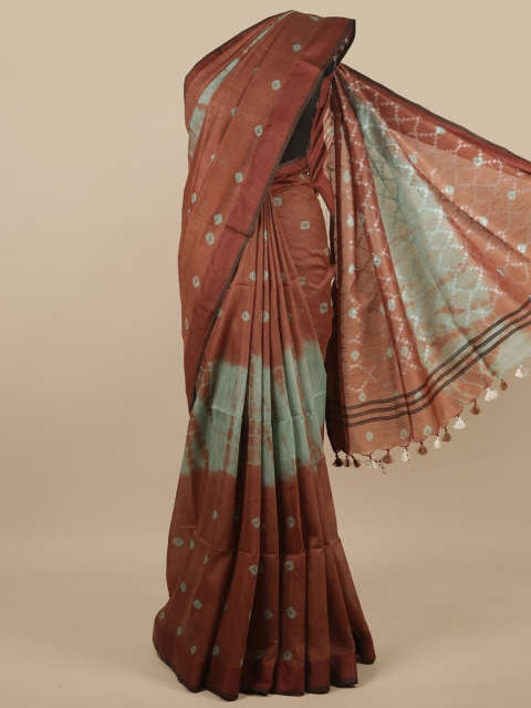 

Pothys Brown & Blue Jute Cotton Saree