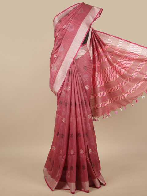

Pothys Pink & Brown Ethnic Motifs Zari Jute Cotton Saree