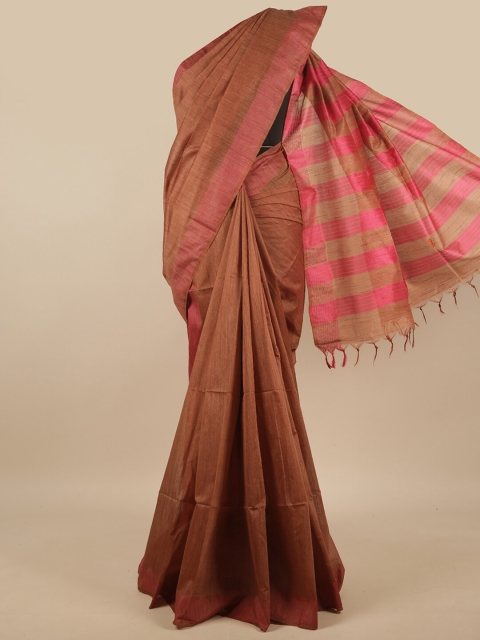 

Pothys Brown & Pink Jute Silk Saree