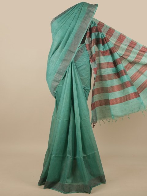 

Pothys Green & Red Jute Silk Saree