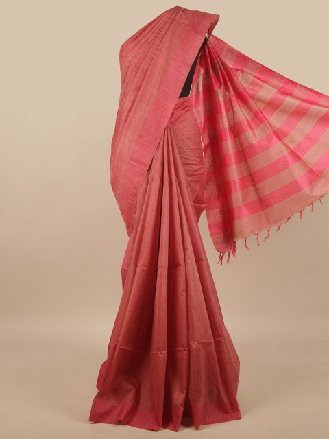 

Pothys Peach-Coloured & Red Jute Silk Saree