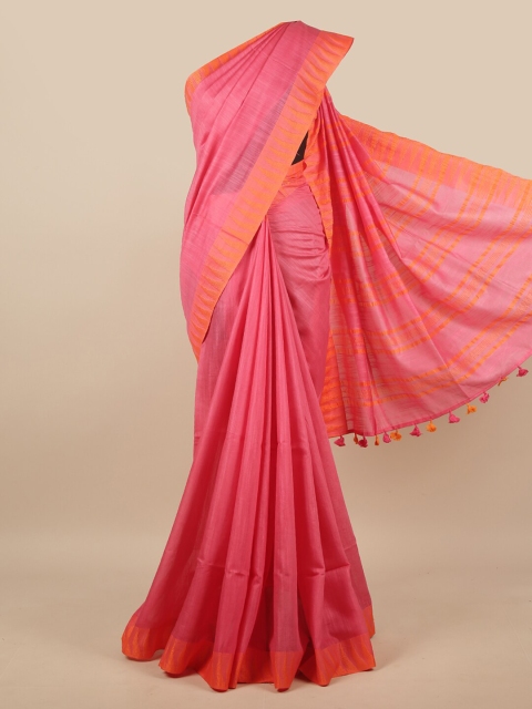 

Pothys Pink Solid Jute Cotton Saree