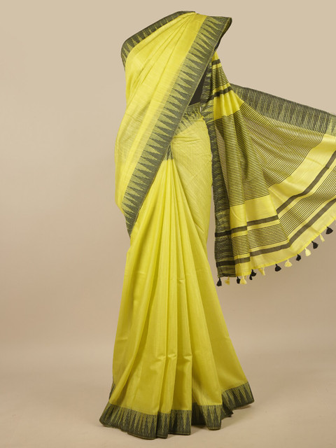 

Pothys Yellow & Black Jute Cotton Saree