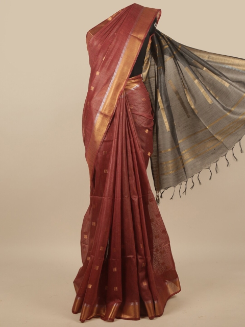 

Pothys Rust & Grey Woven Design Jute Cotton Saree