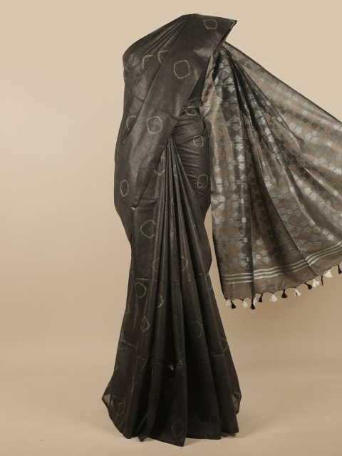 

Pothys Grey & Green Bandhani Jute Cotton Saree