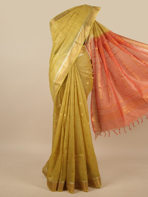 

Pothys Mustard & Orange Zari Jute Cotton Saree