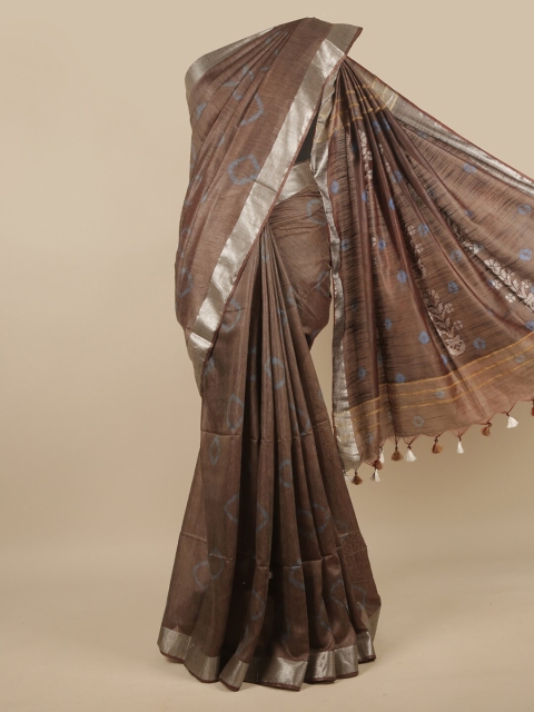 

Pothys Brown & Blue Zari Jute Cotton Saree