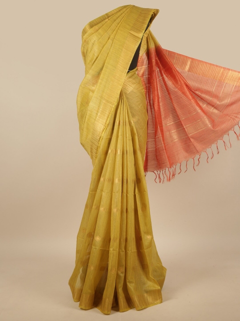 

Pothys Mustard & Orange Woven Design Zari Jute Cotton Saree