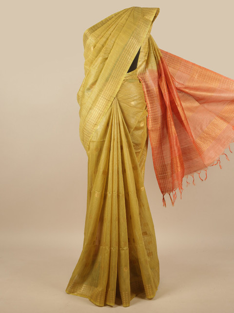 

Pothys Mustard & Orange Ethnic Motifs Jute Cotton Saree