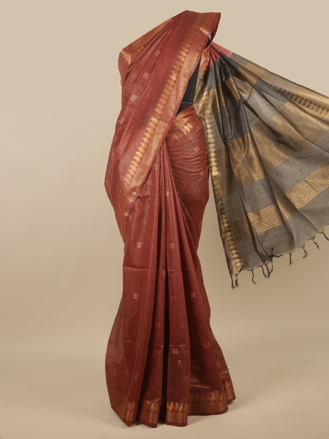 

Pothys Rust & Gold-Toned Woven Design Jute Cotton Saree