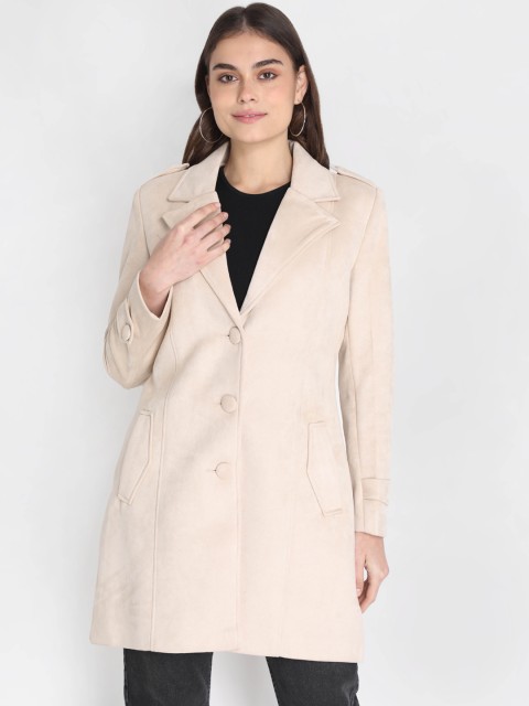 

LEBORK Women Off White Woollen Overcoat