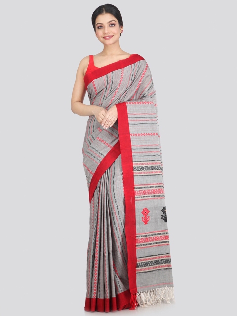 

PinkLoom Grey & Red Woven Design Pure Cotton Saree