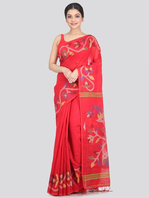 

PinkLoom Red & Purple Woven Design Saree