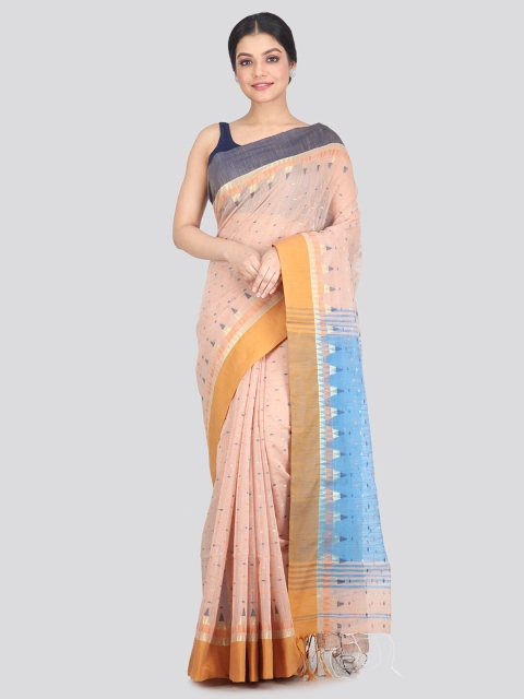 

PinkLoom Peach-Coloured & Blue Woven Design Saree