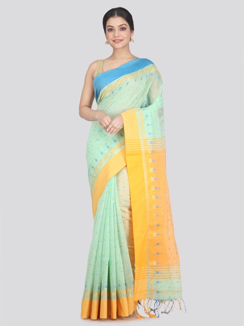 

PinkLoom Green & Blue Woven Design Saree