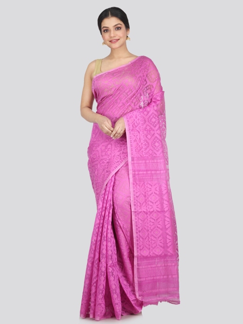 

PinkLoom Lavender Woven Design Pure Cotton Jamdani Saree