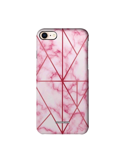 

CelfieDesign White & Rose Pink Marble Geometric Printed iPhone 8 Slim Back Case