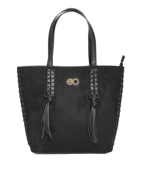 

E2O Black Shoulder Bag with Braided Detail