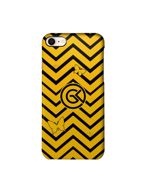 

CelfieDesign Mustard Yellow & Black Geometric Waves Printed iPhone 8 Slim Back Case
