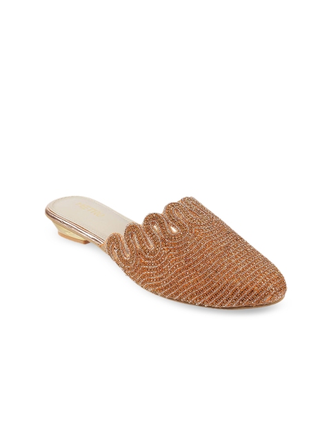 

Metro Women Tan Embellished Mules Flats