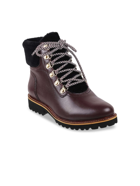 

Metro Women Maroon & Black High-Top Flat Boots