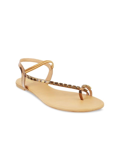 

Metro Women Bronze-Toned Embellished One Toe Flats