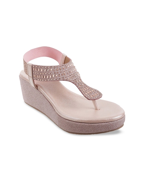 

Metro Women Nude-Coloured Embellished Wedge Heels