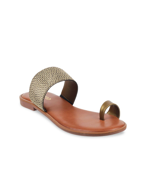 

Metro Women Antique Gold-Toned Textured One Toe Flats