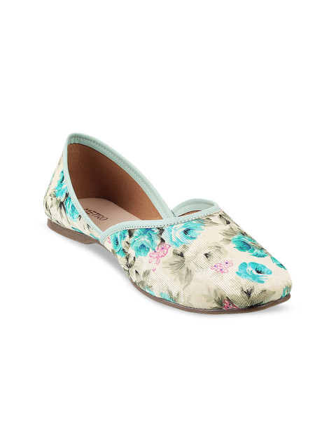 

Metro Women Turquoise Blue Floral Printed Casual Ballerinas