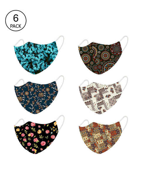 

Tormeti Pack Of 6 Multicoloured Printed 2-Ply Reusable Cotton Cloth Mask, Multi