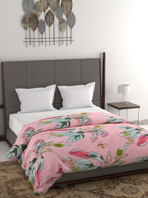 

Clasiko Unisex Pink & Green Floral AC Room 120 GSM Double Bed Quilt