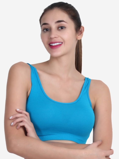 

XOXO Design Women Blue Solid Pure Cotton Anti Odour Work out Sports Bra