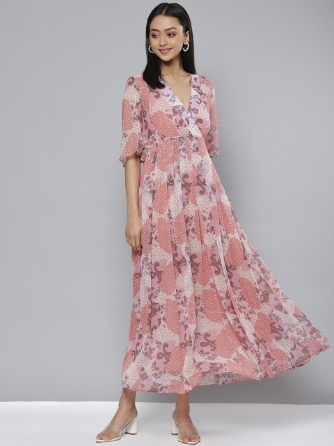 

Femella Pink Chiffon Printed Maxi Dress
