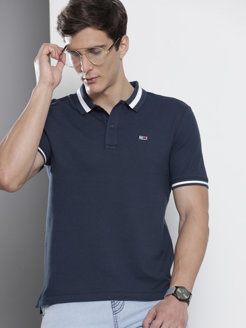 

Tommy Hilfiger Men Navy Blue Solid Polo Collar T-shirt