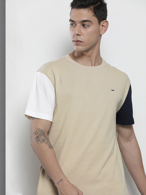 

Tommy Hilfiger Men Beige Pure Cotton T-shirt