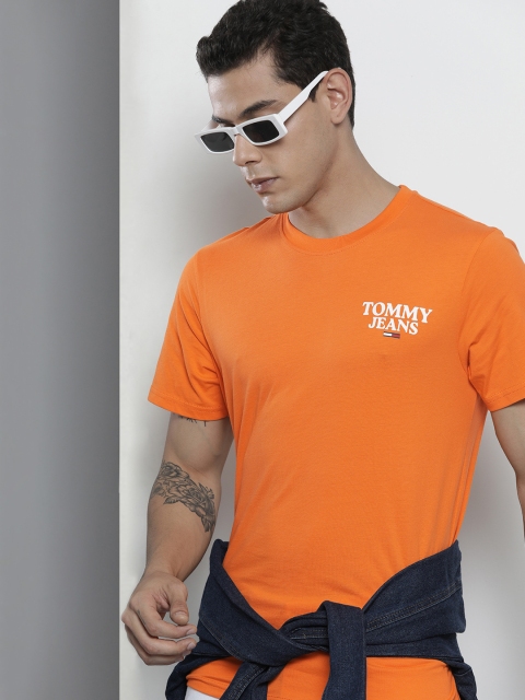 

Tommy Hilfiger Men Orange & White Brand Logo Printed Organic Cotton T-shirt