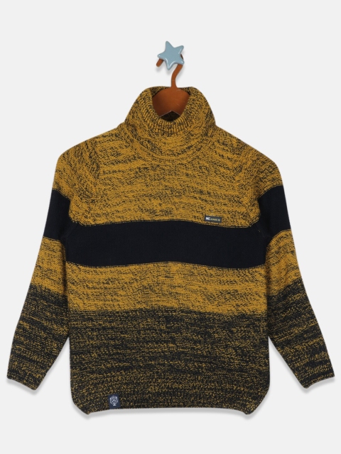 

Monte Carlo Boys Yellow & Black Striped Turtle Neck Pullover